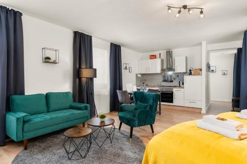 Wolfsburg Apartment | Stylish City Design Apartments with Balcony & Kitchen