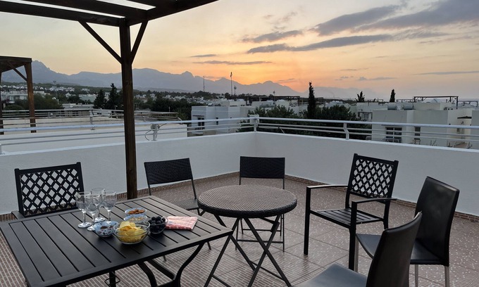Esentepe Condo | Stylish Ocean View Apartment with Rooftop and Pool Access
