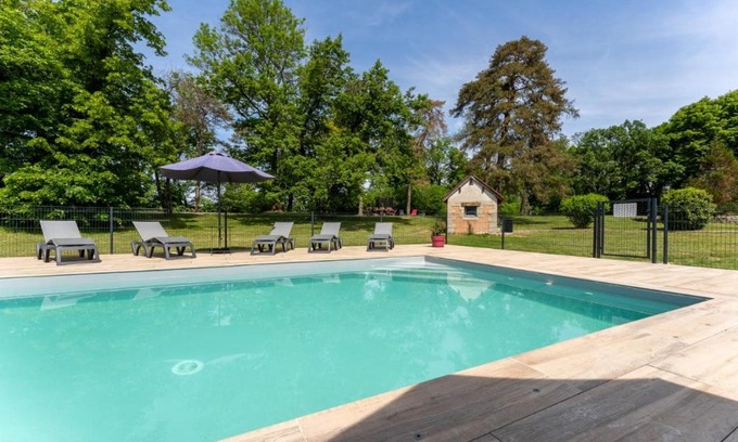 La Chatelaine Villa | Relax at Gite Cascades du Hérisson with Pool & 9.8 Rating