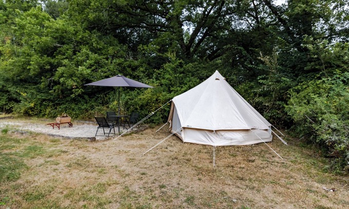 Auriac-du-Perigord RV Rental | Glamping 'Tente' with Shared Terrace and Shared Garden