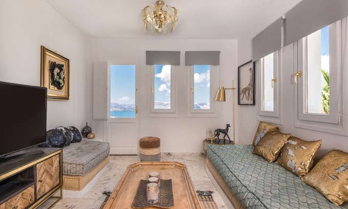 Akrotiri Villa | Gold Suite: Private Hot Tub & Breathtaking Caldera Views