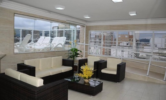 Santos Apartment | Gonzaga Flat: Oceanfront Relaxation with Pool & Spa