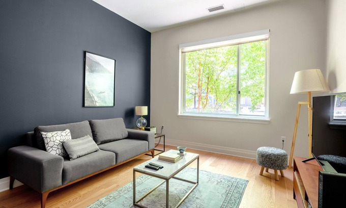George Washington University Apartment | Modern Foggy Bottom 1BR with Gym, Steps from GWU & Metro