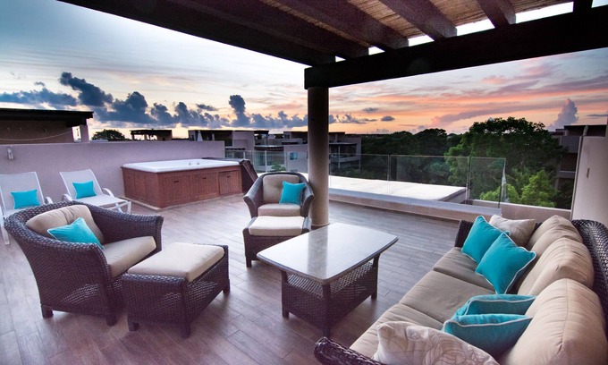 Playacar Fase II Condo | Elegant Vaiven Playacar Penthouse with Private Rooftop
