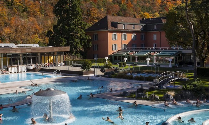 Lavey-Morcles Hotel | Elegant Grand Hôtel des Bains de Lavey - Rated 9.4/10