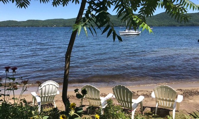 North Lake George House | Seaside Escape: 4BR Cottage with Private Sandy Shoreline
