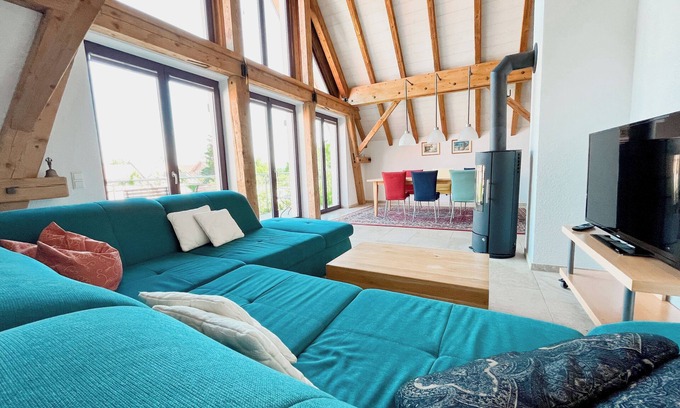 Teningen Apartment | Inviting Maisonette with Balcony Near Europa Park & Freiburg