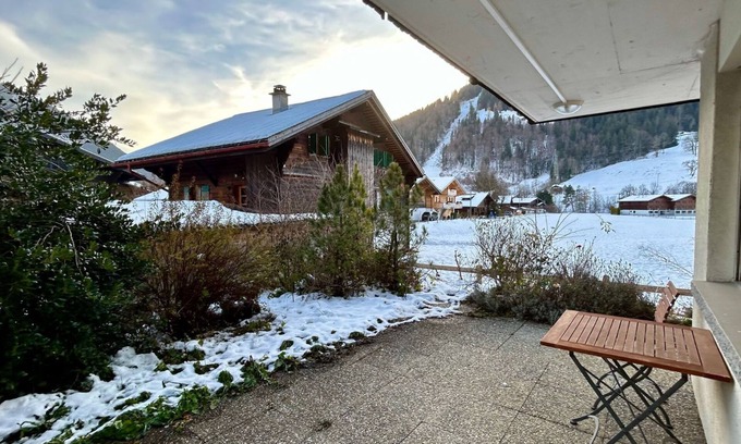 Gstaad Apartment | Gstaad Flat with Terrace, Pool & Breathtaking Views