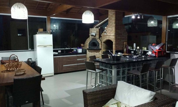 Jardim Belmar Apartment | Guarujá Cove Coverage! 2Frames Beach. Pool, Firewood Oven and Barbecue