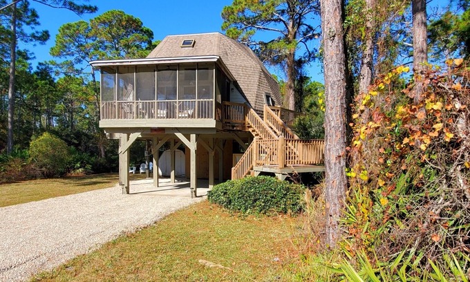 Panacea Cottage | Gulf View Geodesic Dome Cottage Near Pristine Beach