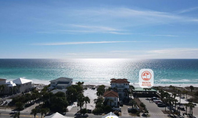 Crystal Shores House | Beachfront Retreat: Gulf Views, Heated Pool & Dining Nearby