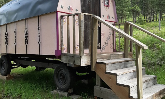 Eureka RV Rental | Explore Caribou Trail Wagon Camp: Cozy Gypsy Wagon Stay