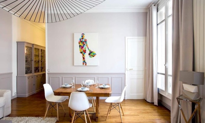 Chaussee-d'Antin Apartment | Inviting Apartment Steps from Galeries Lafayette with Kitchen