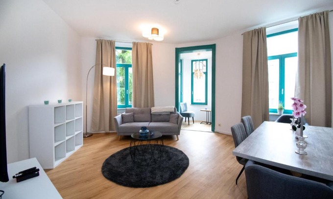 Halle Apartment | Stylish Room&Go: Central Location with Terrace & Grill