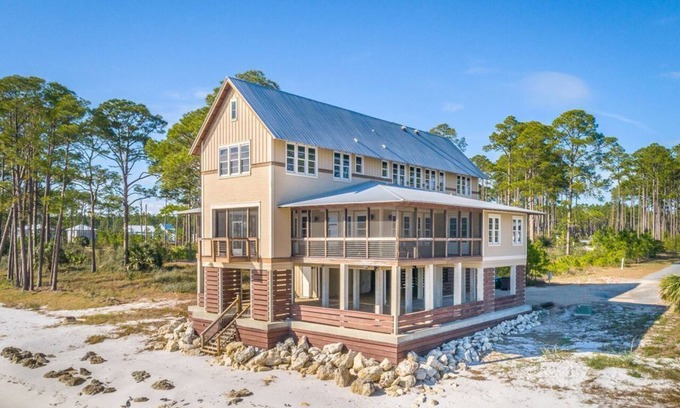 Carrabelle House | Beachfront Bliss: "Happy Ours" with Pool & Ocean Views