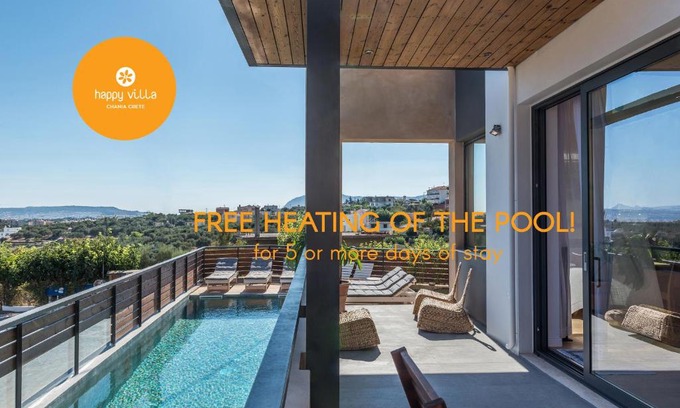 Galatas Villa | Pet-Friendly Happy Villa: Oceanfront Haven Rated 10/10