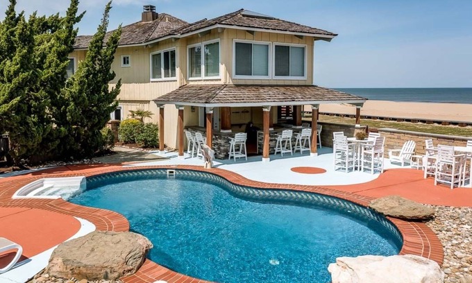 Sandbridge House | Oceanfront Hawaiian Palace with Private Pool & Hot Tub