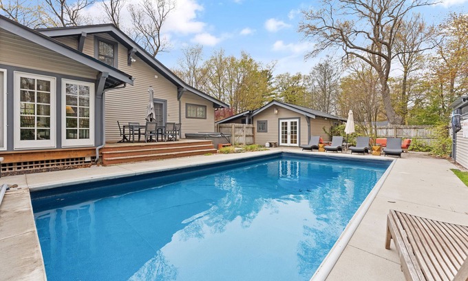 Saugatuck House | Family-Friendly Retreat with Heated Pool near Downtown Saugatuck