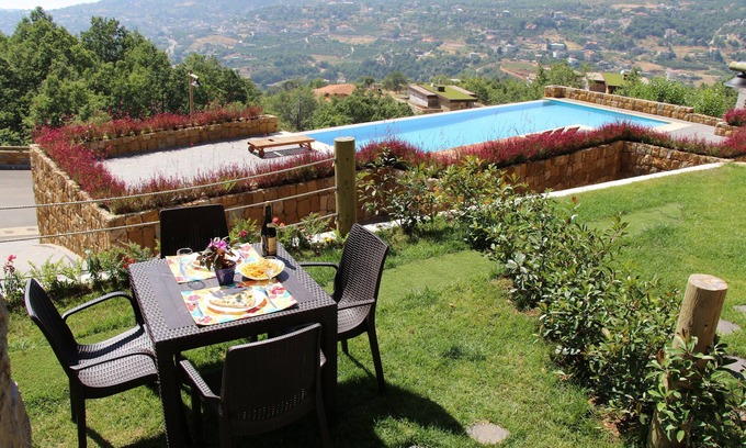 Kfardebian Ski Chalet | Charming Duplex with 2 Gardens and Pool in Redrock Faqra