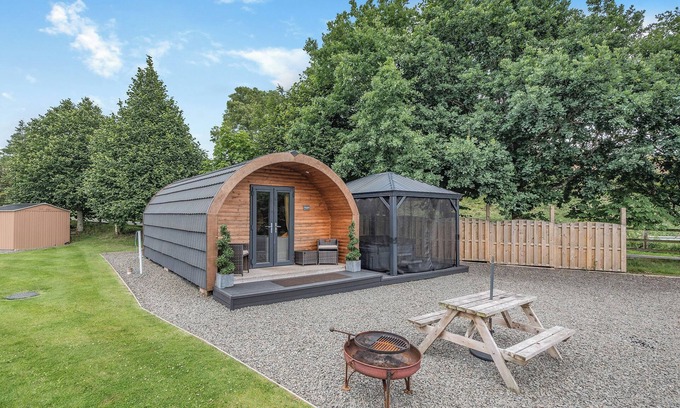 Newcastleton Cottage | Relax at Riverview with Inviting Hot Tub Pods and Scenic Views