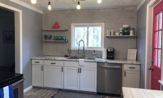 Lake Michigan Beach Cottage | Cozy Modern Cottage Steps From The Beach in Serene Woods