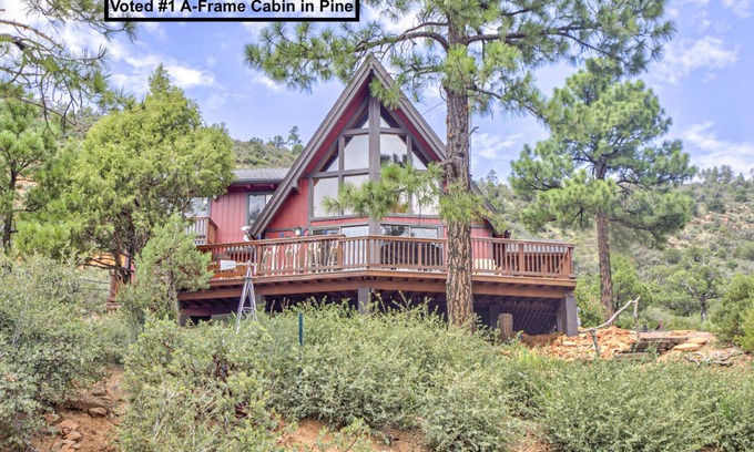 Strawberry Cabin | Hilltop Aframe Cabin with Spectacular Loft & Amenities