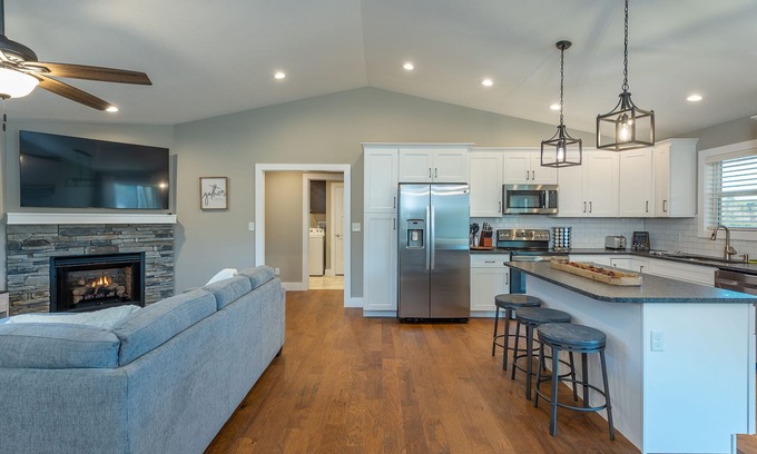 Weaverville House | Hilltop Haven: Pet Friendly with Game Room & Fireplace