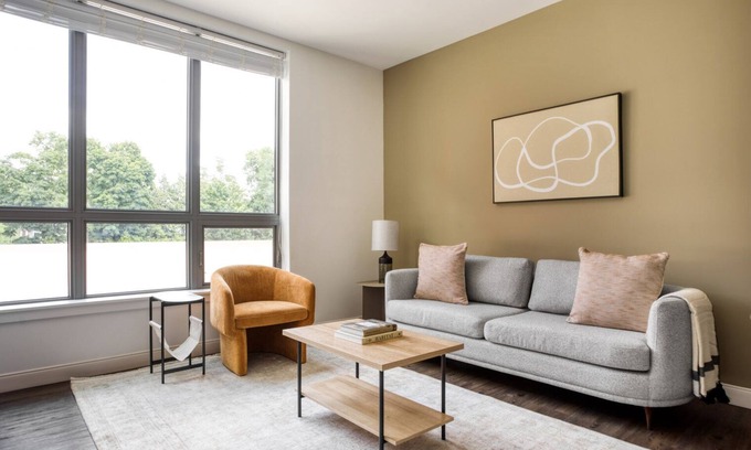 Newtonville Apartment | Modern 1BR in Newton Near Train Station, Pet Friendly