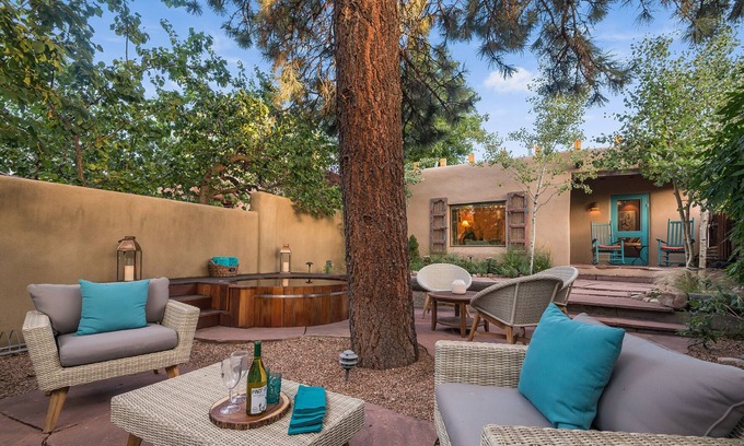 Historic Eastside House | Historic Adobe with Hot Tub & Bikes on Scenic Canyon Road