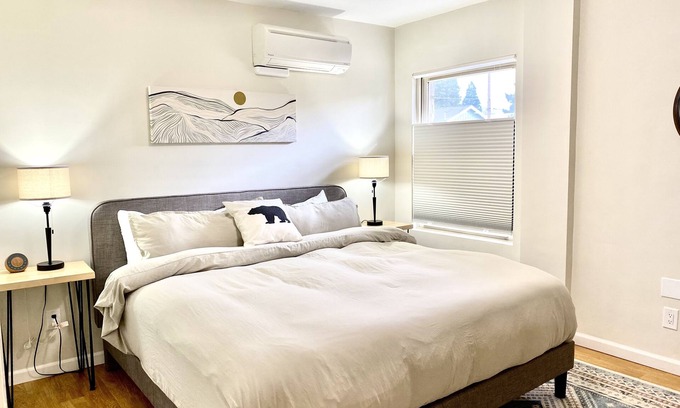 Mount Shasta House | Renovated Downtown Stone House with Pool & Mt. Shasta Views