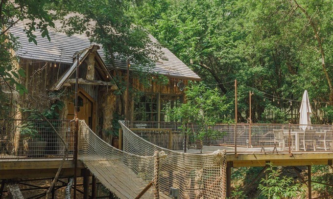 Dennis Cabin | Magical Hobbit Treehouse by the Waterfall on 350 Acres