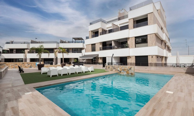 Santiago de la Ribera Apartment | Mountain View Holiday Apartment "Senika" with Pool & Wi-Fi