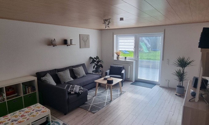 Muensingen Apartment | Inviting Holiday Apartment "Biosphärenblick" with Terrace