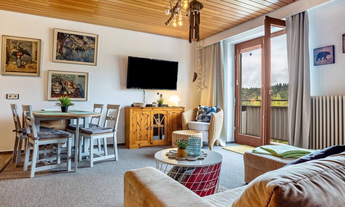 Bad Grund Apartment | Mountain View Holiday Apartment "Grundblick" with Balcony