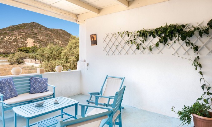 Patmos House | Beachfront Lampis Dolphin 1: Ocean View with Wi-Fi & Spa