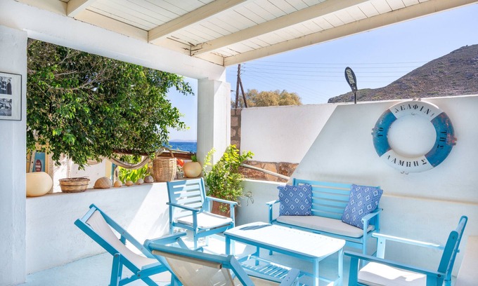 Patmos House | Beachfront Lampis Dolphin 2: Ocean View with Modern Amenities