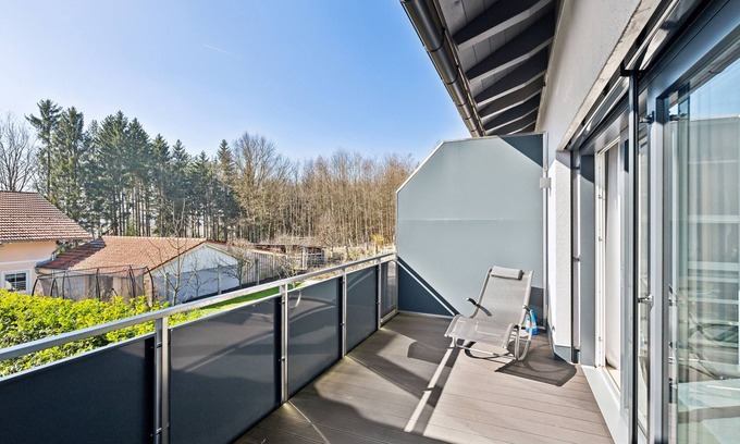 Traunreut House | Forest Sun Retreat: Mountain Views & Private Terrace Oasis