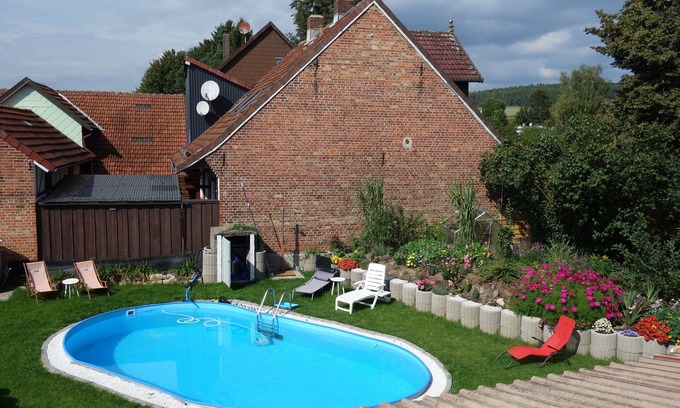 Bad Lauterberg Apartment | Inviting Apartment with Private Pool & Terrace at Gruppenhaus-Osterhagen