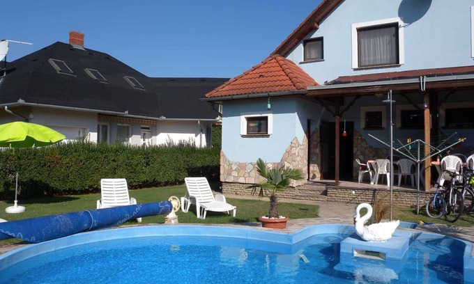 Balatonmariafurdo House | Cozy Holiday Home with Heated Pool Steps from the Beach