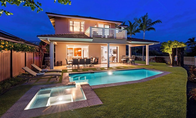 Keauhou House | Golf Green: Oceanfront Retreat with Private Pool & Spa
