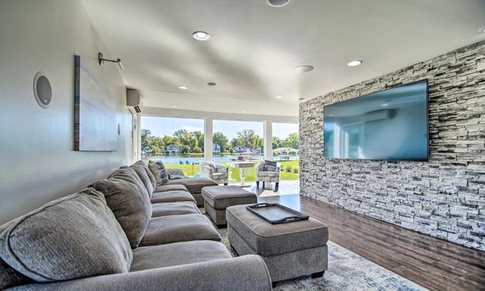 McHenry House | Chic Waterfront Retreat with Private Beach in McHenry