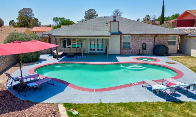 El Paso House | Serene Home with Mountain Views, Pool & Hot Tub Oasis