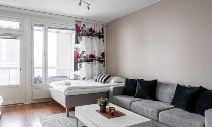 Tampere Apartment | Homelike 1BR with Sauna, Free Parking & Balcony