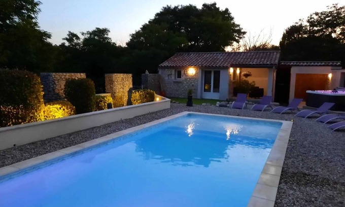 Lussas Villa | Relaxing Villa for Two with Pool and Hot Tub in Lussas