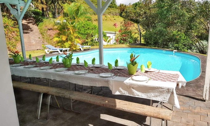 La Montagne Apartment | Idyllic Studio with Pool, Sea View & Garden at La Montagne