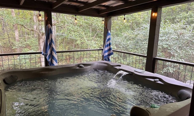Mentone House | Discover Crooked Tree Cabin: Game Room & Hot Tub Oasis