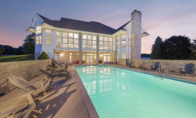 McHenry House | Stunning Crystal Lake Ranch with Pool, Hot Tub & Pets Welcome
