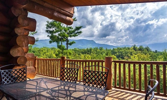 Pittman Center Cabin | Scenic Log Cabin Retreat with Mountain Views and Fire Pit