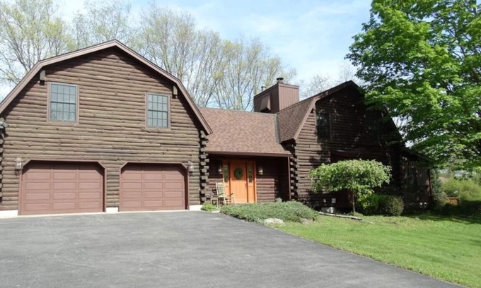 Lake George House | Spacious Lake George Log Home with Indoor Hot Tub & Pool