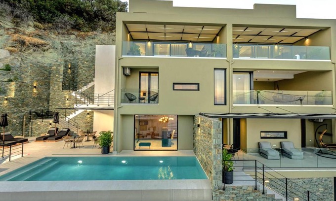 Plomari Apartment | Irini Design Apartments: Oceanfront Bliss with Pool Access